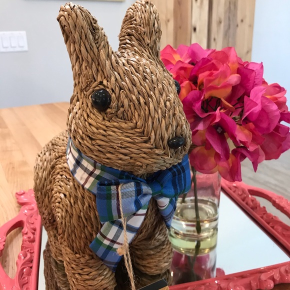 Other - Rattan Bunny w/Bow-NWT